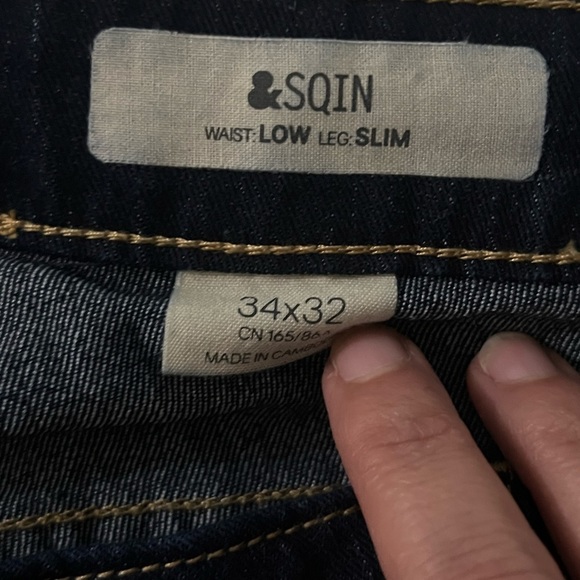 SQIN by H&M Low Waist Slim Dark Blue Wash Jeans Size 34 x 32 - Picture 4 of 4